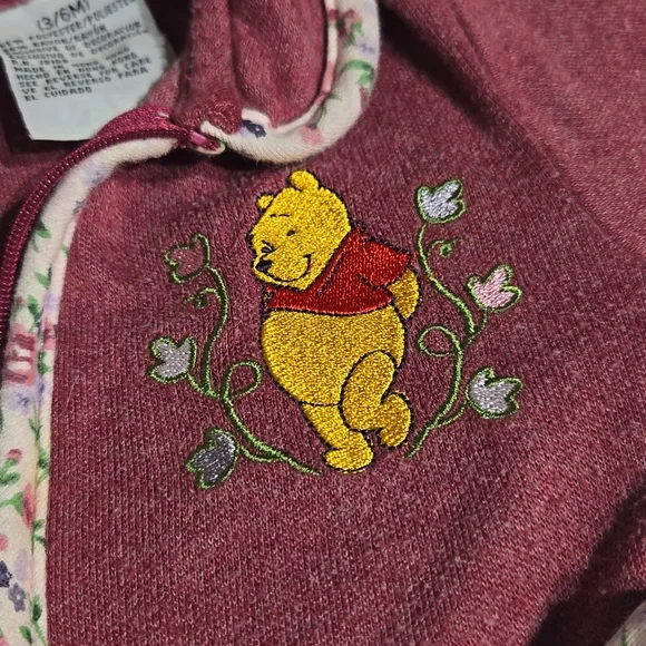 Vintage Pooh Matching Flower Set Embroidered Pooh Size 3/6 Months - Picture 4 of 8